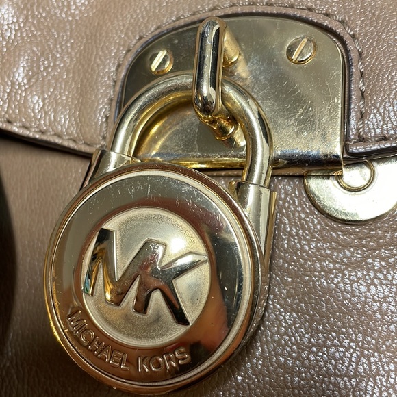 Michael Kors Camel and Gold colored Purse Bag With Handles and Cross Body Strap - Picture 12 of 12